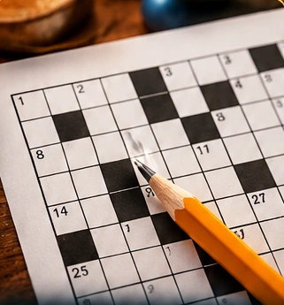 Crossword puzzle with pencil