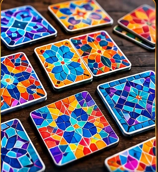 Colorful mosaic matching cards
